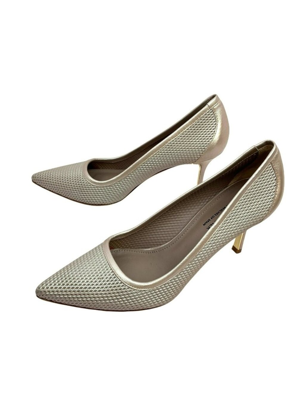 Donald Pliner Metallic Brush Off Leather Pointed Toe Pumps Womens 9M Beige